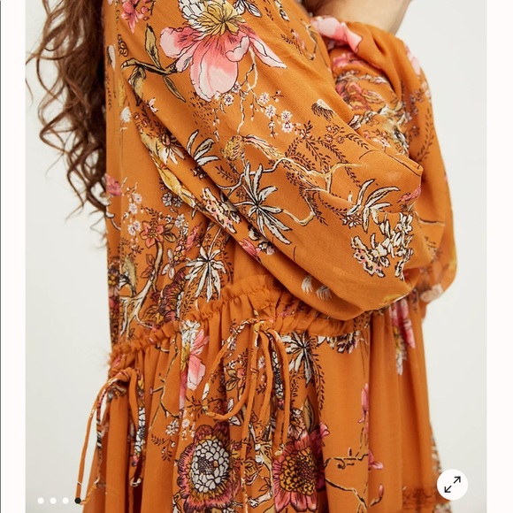 Free People Cherry Blossom Long Sleeve Mini Dress in Topaz Combo - Picture 2 of 5